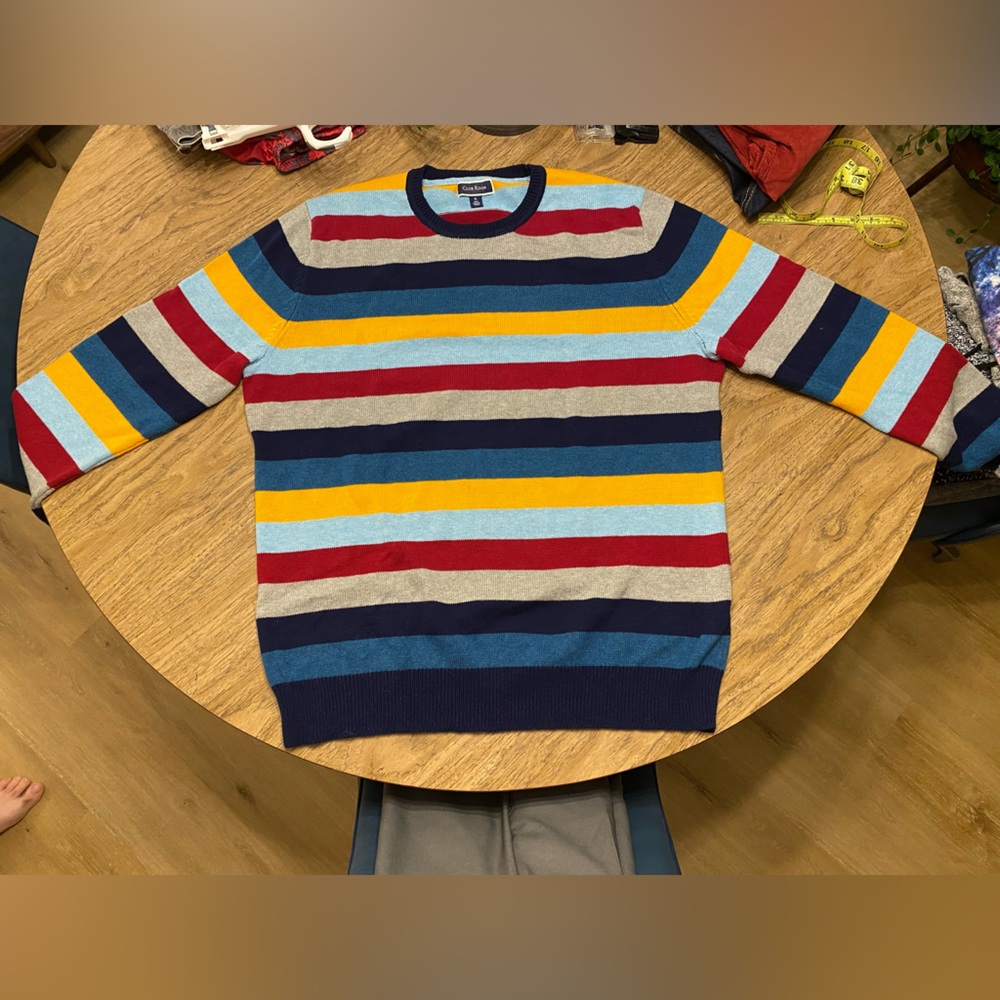Club Room Men’s multicolor striped crew neck cotton sweater